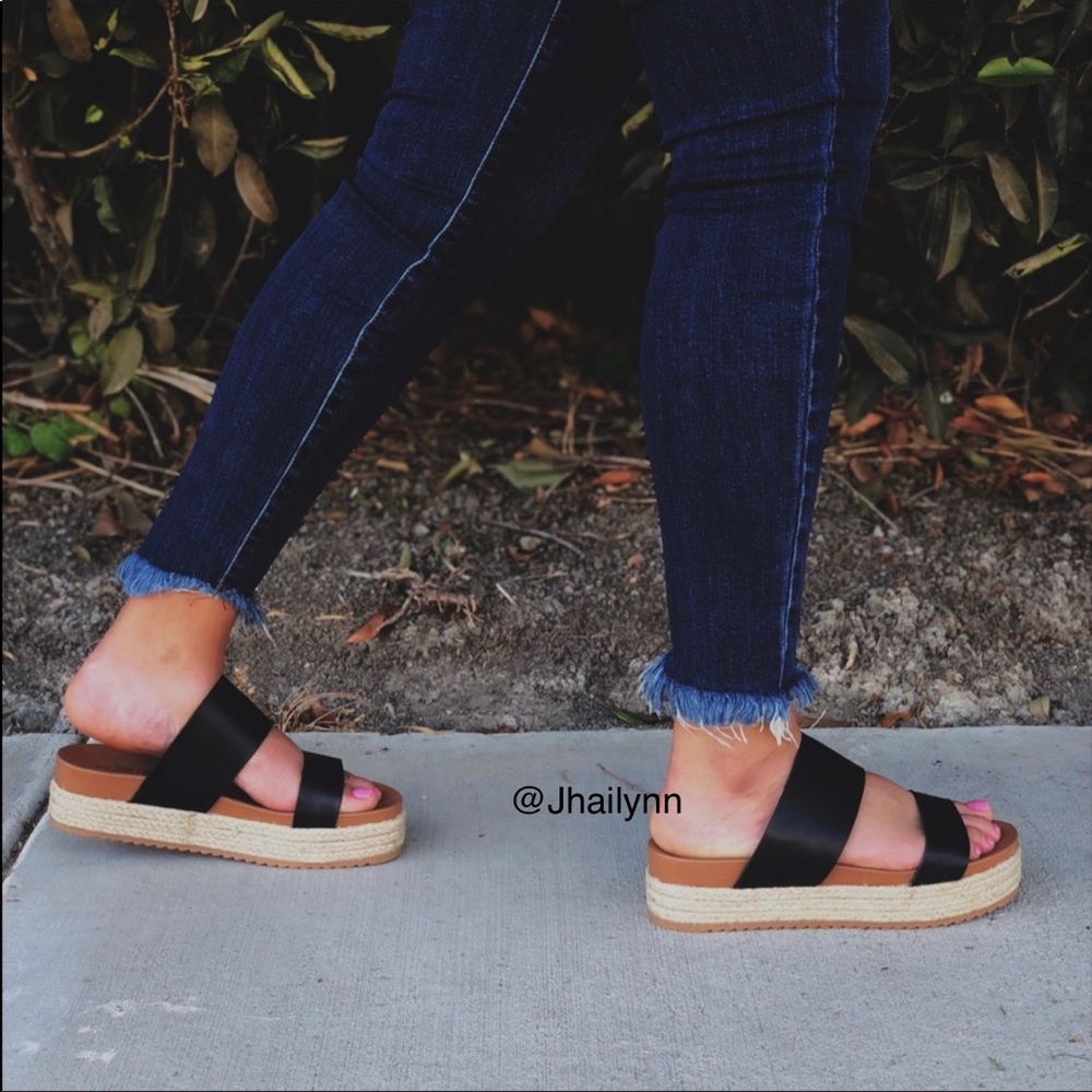 Black Espadrille Slide Sandal - Picture 8 of 9
